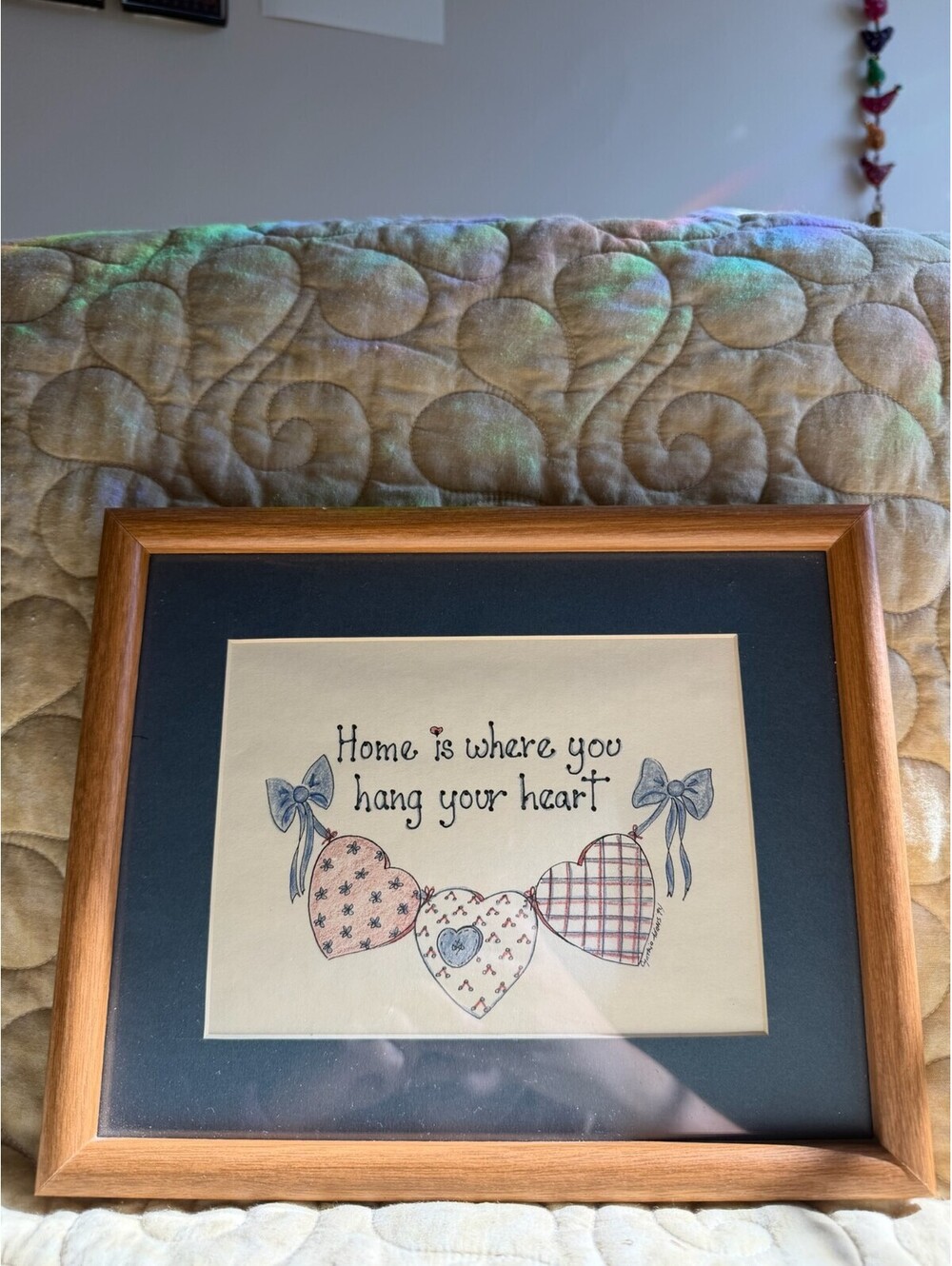 Home is where you hang your heart framed art, cottage core vintage